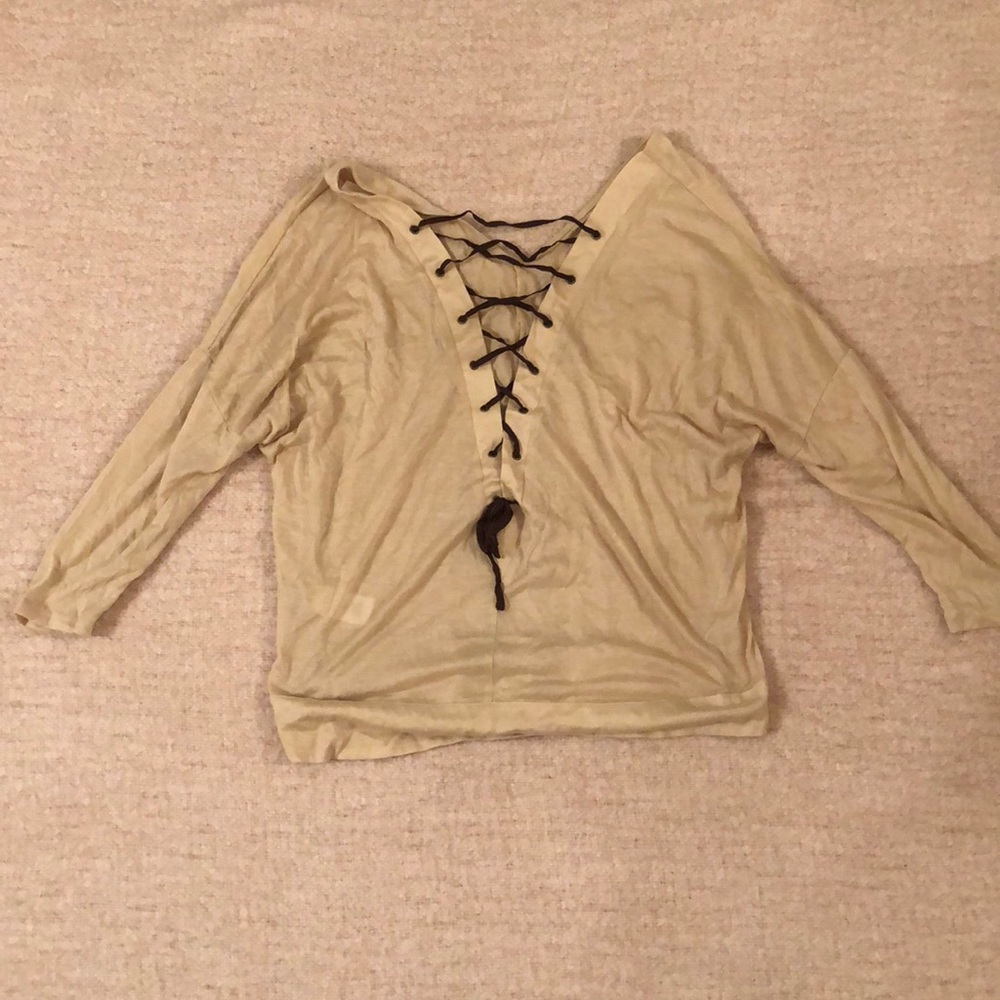ARYN K Long Sleeve Lace up Top